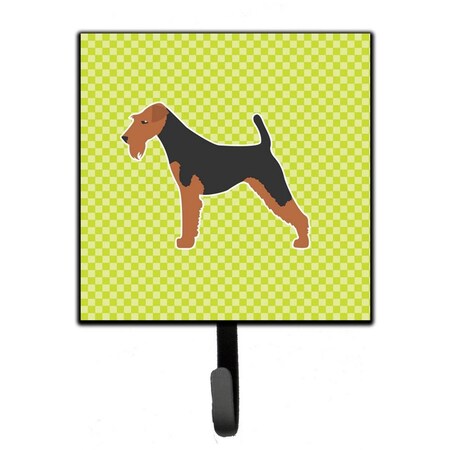 Carolines Treasures Airedale Terrier Checkerboard Green Leash or Key Holder BB3857SH4